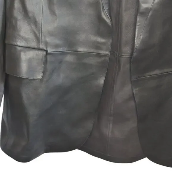 Theory Ladies Relaxed Blazer in Leather Black, Size Small